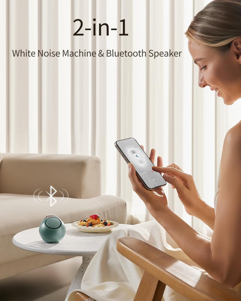 CHICWAY 2026 Mom's Choice Awards, Portable Sound Machine for Baby Adult, AI Cry Detection, 18 Soothing Sound, Bluetooth Rechargeable White Noise Machine for Home Office Travel, Nursery Light, Cyan - Image 4